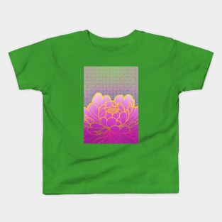 peony flower and sacred geometric pattern Kids T-Shirt